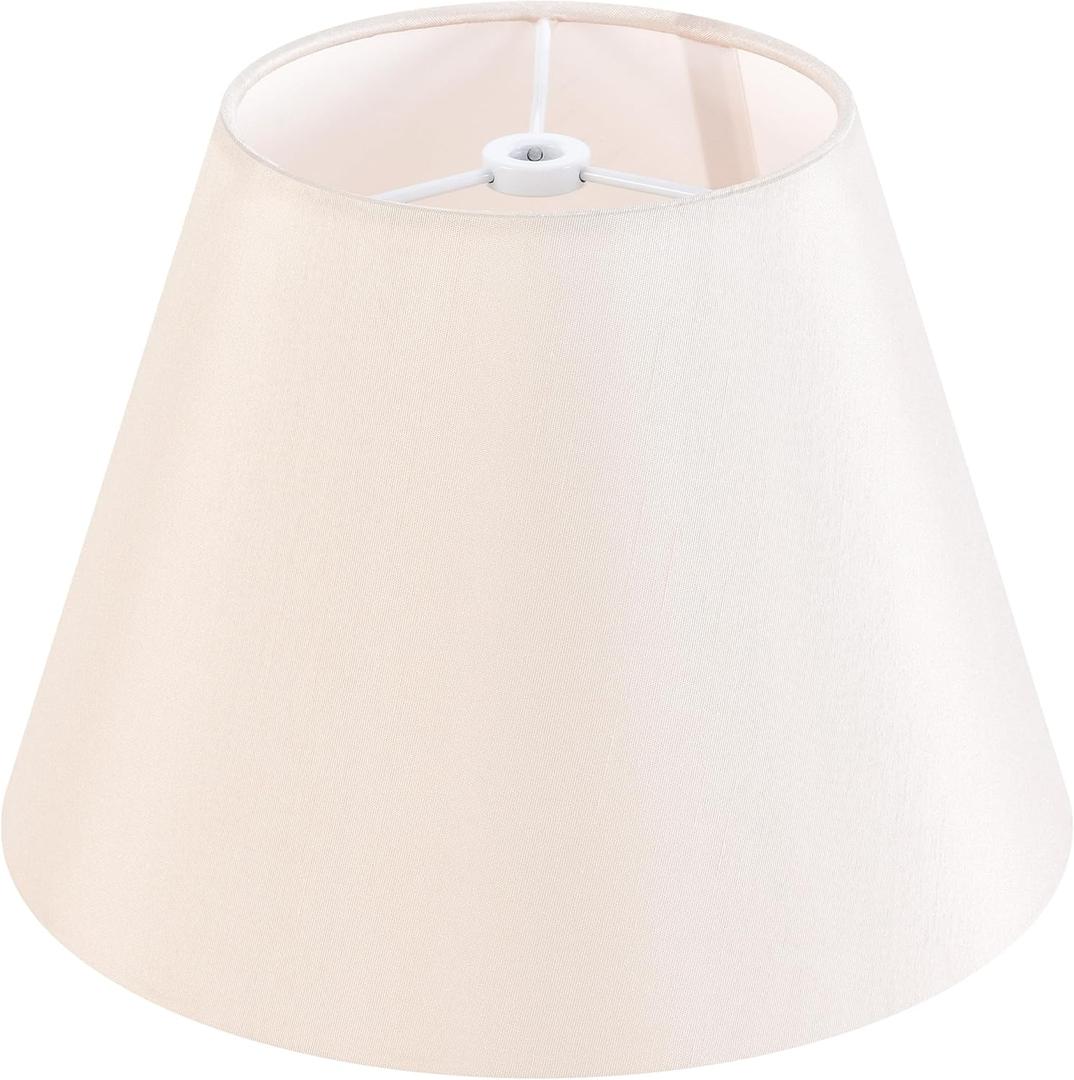 GOSO Small Cream-White Lampshade,5"  9"  6.4" Spider Lamp Shade for Table Lamps Wall Lamps,Natural Faux Silk Drum Lampshade Replacement Farmhouse Modern Barrel No Assembly Required