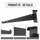 Blulu 20 Pcs 12" Gridwall Knife Shelf Bracket with Lip Metal Wire Gridwall Brackets Hooks Grid Wall Panels Hanger Heavy Duty Shelf Grid Wall Accessories for Home Business Boutique Display (Black)