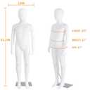Child Mannequin Full Body, Children Dress Form Adjustable Faceless Mannequin Torso, Realistic Adjustable Detachable Manikin Body Display with Metal Base for Kids 51.2 Inches