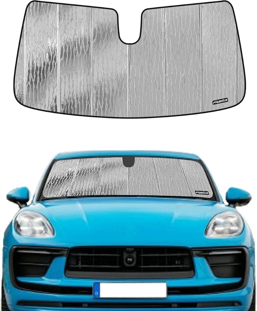 Pigenius Windshield Sun Shade for Porsche Macan 2015-2026,Not for Macn ev,Reversible Silver/Black