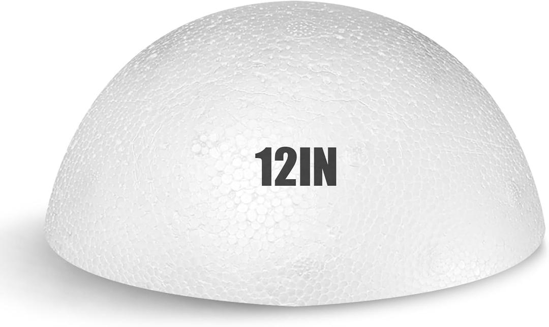 Styrofoam Half Balls 12 Inch,1PC Large White Half Foam Balls for Crafts, DIY Craft Giant Foam Balls for Home and School, Smooth Solid Round Balls (Half styrofoam-12in-1pc)