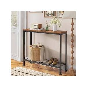 Simple Trending Console Table, 32" Sofa Table with Storage Shelf, Narrow Entryway Table, for Hallway, Behind The Couch, Living Room, Rustic Brown