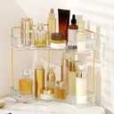 Corner Bathroom Counter Organizer Bathroom Countertop Shelf Makeup Organizer for Vanity Perfume Tray for Corner Storage (2 Tiers, White)