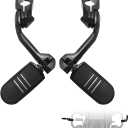 FOVPLUE 1.25" Highway Footpegs,Long Angled Adjustable Highway Pegs w/Mounts for Harley Touring Street Glide Electra Glide Road King Softail CVO Dyna Trike VRSC Sportster w/1-1/4" Engine Guard,Black#3