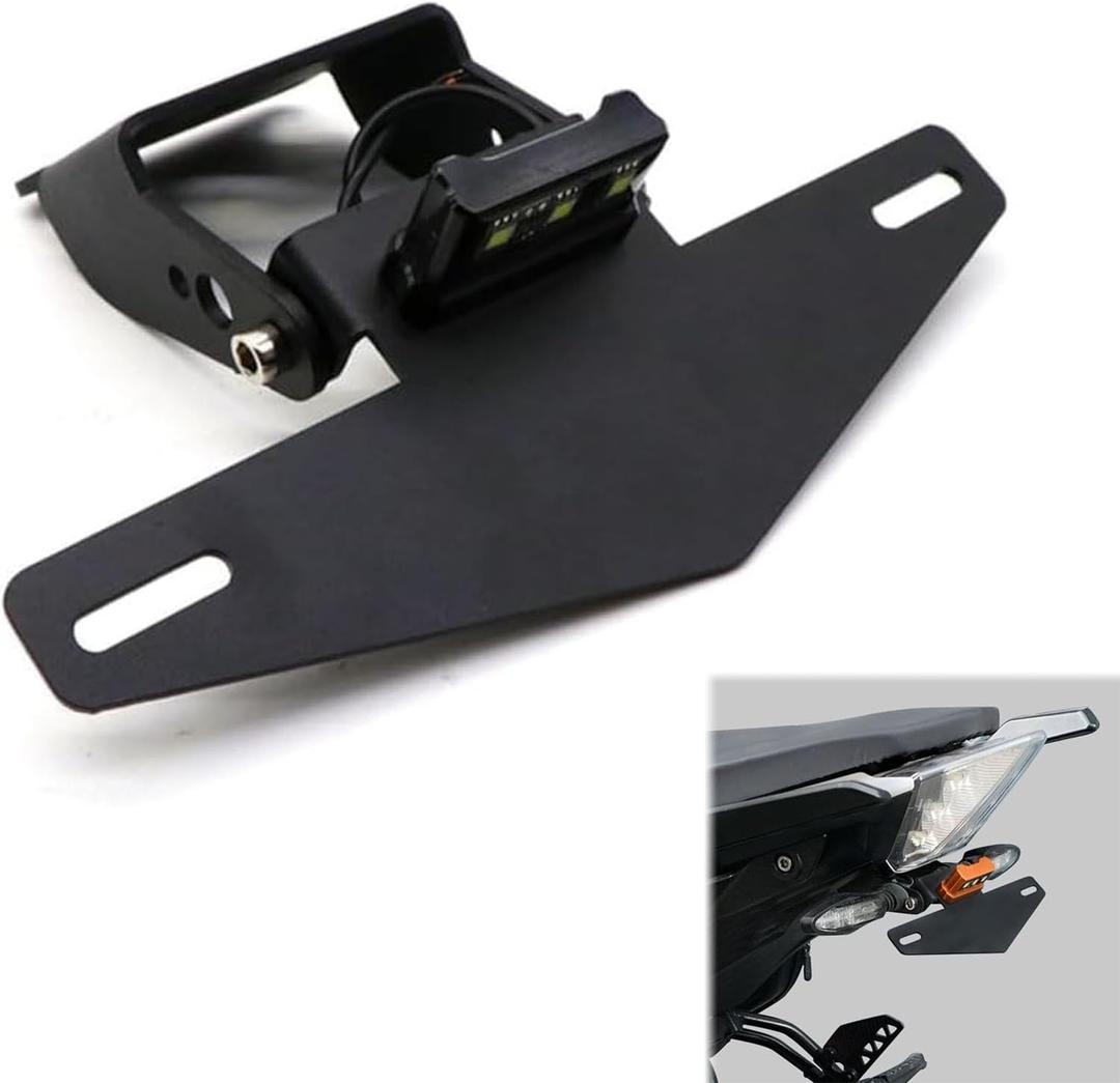 License Plate Bracket Mount Holder with Light Adjustable License Plate Frame Fender Eliminator with LED Light Tail Tidy Device Fit for K-TM Duke 125 200 250 390 2017-2019