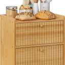 Rustic Bread Box for Kitchen Countertop Bamboo Bread Storage Container Bin Double Layer BreadBox Farmhouse Large Capacity Food Organizer (Natural Bamboo)