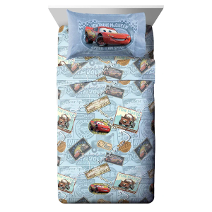 Jay Franco Disney Pixar Tune Up 3 Piece Twin Sheet Set, Blue-Cars