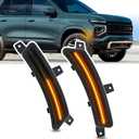 NJSBYL 2pcs Yukon LED Side Marker Light Fit 2025-2026+ Chevy Tahoe GMC Yukon XL Suburban Front Bumper Fender Sidemarker Lamp Amber Escalade ESV Full LED Turn Signal Light Kit Smoke Lens Assembly