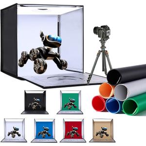 Photo Studio Light Box, 24"x24" Professional Dimmable Portable Photo Box with 240 LEDs Lights & 6 Kinds Double-Sided Color Backgrounds for Product Photography