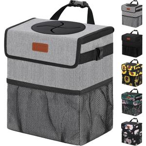 Car Bag Bin Hanging Waterproof Automotive Car Garbage Cans Leak Proof Vehicle Can Grey (2.2 Gallons)