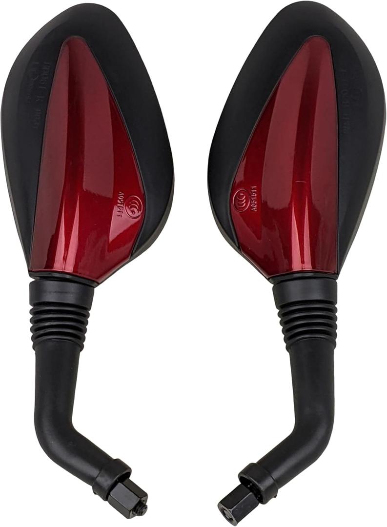 RedCap 8mm Black Rear View Side Mirrors Set for GY6 50cc 125cc 150cc 250cc Chinese Scooter Moped Vespa TaoTao Roketa Jonway Peace VIP Baja SUNL Kymco Scooter Motorcycle (Dark Orange) (Burgundy)