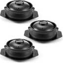 3 Pcs Korean Stone Pot Clay Cooking Pot Set Ceramic Sizzling Hot Bowl Korean Bibimbap Soup Dolsot Bowl with Lids for Ttukbaegi and Koreans Stew (38 oz)