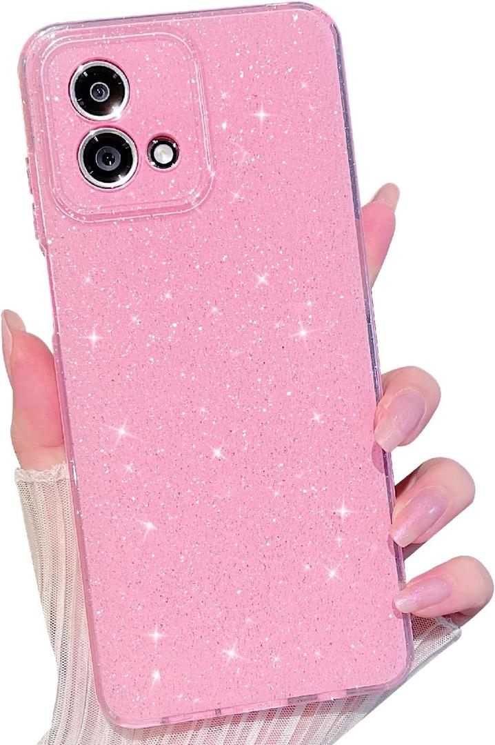 MINSCOSE for Moto G Stylus 2023 Case,Cute Super Vibrant Neon Glitter Shiny Bling Sparkly Case Thin Slim Shockproof Camera Protection Cover for Women Girl for Motorola Moto G Stylus 2023-Pink