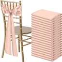 50 PCS Blush Pink Satin Chair Sashes Bows Universal Chair Ribbon Ties Back Sash for Wedding Party Reception Events Banquets Hotel Event Chair Cover Decoration (7x108 inch)