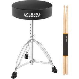 GLEAM Drum Throne Height Adjustable - Drum Seat Thick Padded for Adults and Kids Universal Drum Stools with Anti-Slip Feet Drum Chair Black