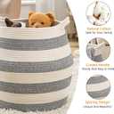 KAKAMAY Woven Baskets for Storage(17"x17"),Large Cotton Rope Basket Woven Baby Laundry Hamper,Collapsible Laundry Basket, Blanket Basket for Organizing Living Room,Nursery,Pillows,Toy Chest(Grey)