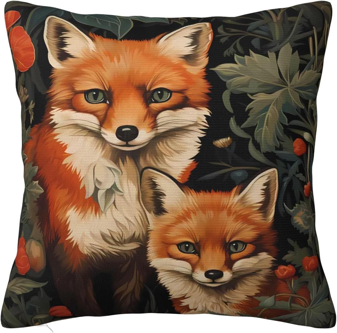 Mystical Raven Art Print Decor William Morris Abstract Vintage Floral Velvet Design Throw Pillow Covers Home Decor Art Deco Pillowcase Cushion Cover for Bed Sofa Living Room 18x18inch (Color-6)