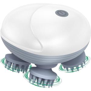 ORIA Electric Scalp Massager, Waterproof Electric Head Massager, Portable Rechargeable Head Scratcher with 4 Removable Massage Claws, 96 Massage Nodes, for Stress Relief, Full Body Relaxation, White