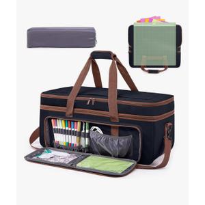 IMAGINING Carrying Case for Cricut Maker 3, Maker 4, Double-Layer Machine Bag with Cover for Cricut Explore 4, Explore 3, Explore Air 2, Storage Organizer for Cricut Accessories and Tools