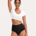 INNERSY Women's High Waisted Underwear Cotton Panties Regular & Plus Size 5-Pack (Black, M)
