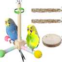 Bird Stand Perch Toy, Parrot 360 Interactive Rotating Parakeet Toys, Wooden Bird Cage Accessories Exercise Wheel Parrot Budgie Toys, Suitable for Cockatiels Lovebirds Conures Finches