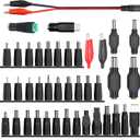 Laptop DC Power Adapter Kits 41 PCS Universal 5.5 mm x 2.1 mm DC AC Power Adapter Tips Connector for Power Supply Plug Jack Sets