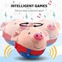 2PCSInteractive Dog Toys,Active Moving Pet Plush Toy with Recording & Music Modes,Jumping Squeaky Song shaking Interactive Dog Ball,Dog Toys to Keep Them Busy,Replaceable Coat (Blue Pig + Red Pig)