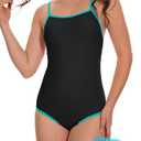 Beautikini Period Swimwear - One Piece Bathing Suit Menstrual Leakproof Swimsuit for Teen Girls and Women Lake Blue Large