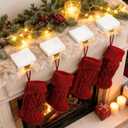 Christmas Stocking Holders Set of 4, Marble Stocking Holders for Mantle Fireplace Hanger Hooks Holiday Mantel Garland Clips Metal Grips (White)