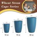 2 x SINOGE Premium Wheat Straw Cups Unbreakable Drinking Glasses | Set of 6 | Alternative to Plastic Cups Reusable Water Glasses Dishwasher and Microwave Safe Drinking Cups 12 oz - MultiColor