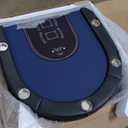 VEVOR 8 Player Poker Table Foldable, Portable Folding Card Board Game Table, Casino Leisure Table, Blackjack Texas Holdem Table with Padded Rails and Stainless Steel Cup Holders,Blue (72 in)