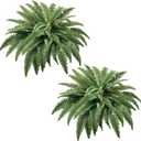 CQURE Artificial Boston Ferns for Outdoors, 42 Inch Large Fake Fern Plant with 48 Fronds, Set of 2 Realistic Artificial Fern Bushes for Indoor Outdoor Garden, Porch, Patio Decor