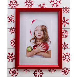 Red Snowflake 4" x 6" or 6" x 8" Wood Picture Frame