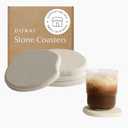 Dorai Home Stone Coaster Set  4 Absorbent Diatomite Coasters for Instant Drying, Modern Design, Sandstone