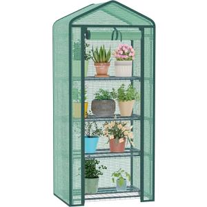 Greenhouse for Indoor Outdoor, Small Plastic Plant Green House 4-Tier Rack Stand Portable Greenhouses with Durable PE Cover for Seedling