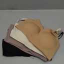 DEANGELMON V Neck Bra Padded Seamless Adjustable Straps Bralettes Everyday Basic Sleeping Bras Multiple Pack (Small, Black,apricot,purple,nude)