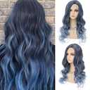 Wig Long Curly Wavy Middle Part Synthetic Heat Resistant Wig for Women