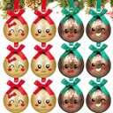 Simgoing 12 Pcs Gingerbread Christmas Ornaments 2.4 Inch Glitter Brown and Gold Gingerbread Tree Decoration Xmas Hanging Ginger Bread Ball Ornaments for Holiday Garlands Fireplaces Mantle Decor