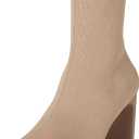 The Drop Women's Jane High Heel Pull-on Sock Boot (7.5, Taupe Knit)