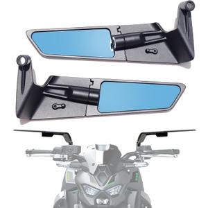 Large Size Motorcycle Mirrors Anti-glare Rotating Stealth Wind Wing Side Rear View Mirrors Compatible with Duke 390 250 Yamaha MT-07 MT-09 Kawasaki Z400 Z650 Z900 Z1000 Street Bike Mirror etc