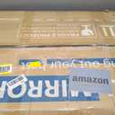 VooBang Vintage Arched Bathroom Mirror, 24x36 Inch Retro Wall Mounted Vanity Mirror with Carved Pattern Top and Metal Frame, Gold Decorative Mirror for Hanging or Leaning