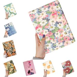 Floral Case for iPad 6th 5th Generation Air/Air2 9.7" Case Flower Pattern Cute Slim Leather Folio Smart Cover with Pencil Holder Auto Sleep/Wake, Color D