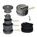 Alocs Portable Camping Cookware - Upgraded Handle, Non-Stick Camping Pan Set for Outdoor Kitchen, Picnic, Hiking and Fishing