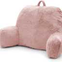 Reading Pillow Large Bed Pillow,Backrest Pillow with Arms, Back Support for Sitting Up in Bed, Couch for Lounging Bedrest,Pink