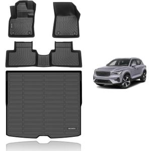KELCSEECS® Floor Mats & Cargo Liner Custom for 2019-2025 2026 Volvo XC40(Not Fit Recharge),All Weather Protection TPE Floor Liners Front & Rear Row Full Set Accessories Black