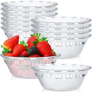 Tessco for you 12 Pack 5.3in Clear Glass Bowls 10 oz Small Glass Custard Cups Dessert and Prep Bowls Ideal for Sauces Dips Nuts Oats Candy Dessert Cereal