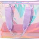 Motomy Iridescent Beach Bag for Women, 26L Clear Tote Bag, Summer Waterproof Sandproof Holographic Bag for Gyms, Pools, Beaches and Travel Large Jelly Tote Bag for Phone, Cosmetics, Clothes