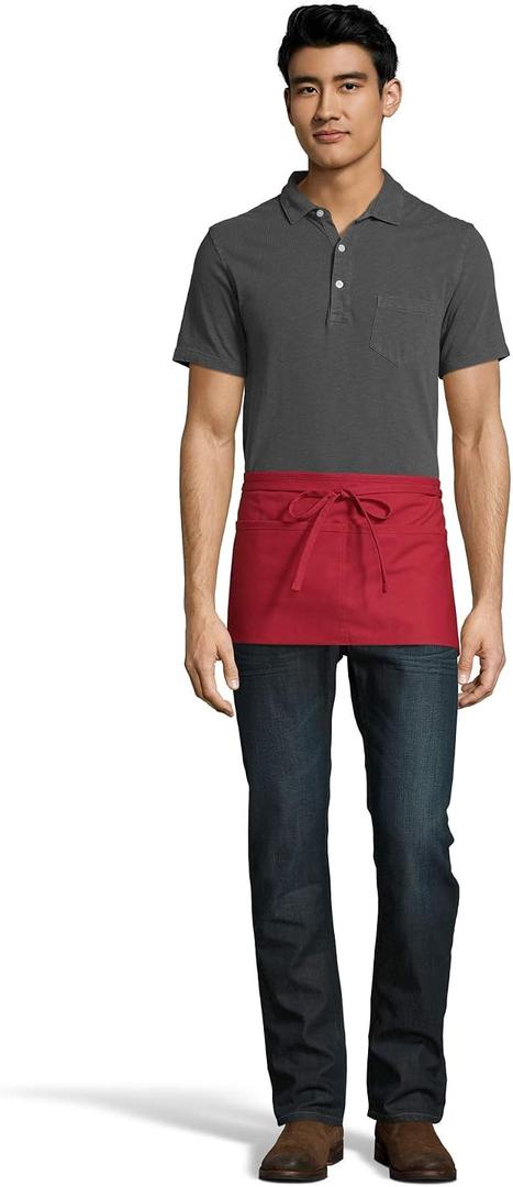 Uncommon Threads Unisex Waist Apron 2 Section Pocket, Red, One Size