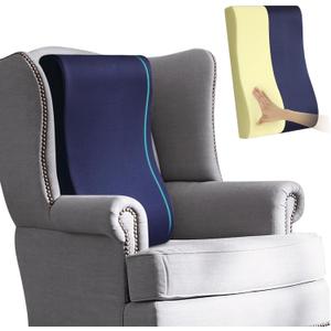 HAVARGO 2-in-1 Neck Pillow Lumbar Support Pillow for Recliner Couch& Glider Chair - High Resilient Foam Ergonomic Back Support for High-Back Rocking Chairs, Glider Rocker Replacement Cushions Navy L (Size L for 5.8-6.1ft.)