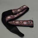 Guitar Strap, Jacquard Embroidered Cotton Straps with Genuine Leather Ends Shoulder Strap for Bass, Acoustic, Electric Guitar (Retro Hot Pink)
